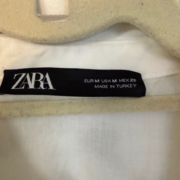 Zara White Eyelet Collared Shift Dress size medium - Picture 6 of 6